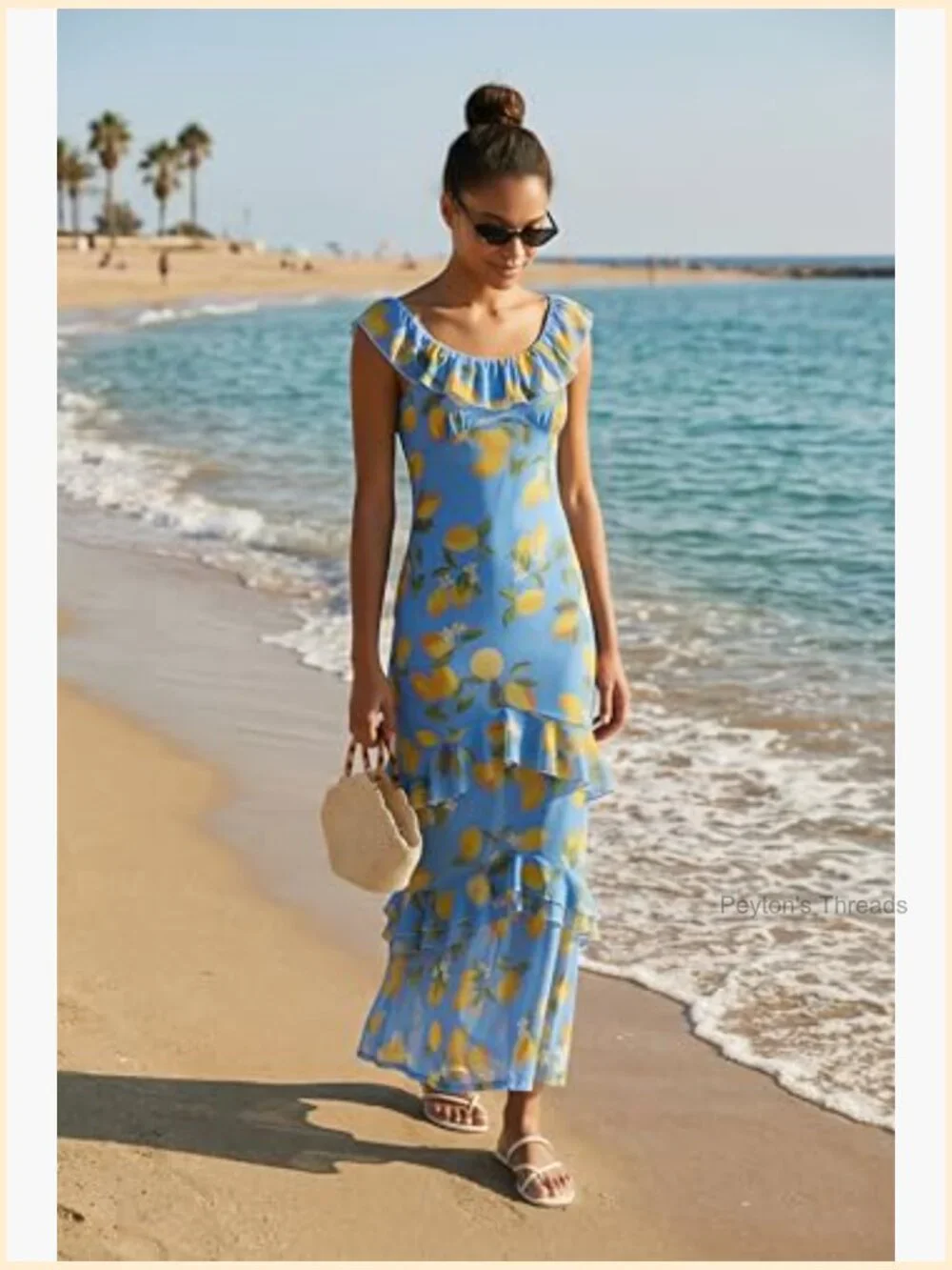Ruffle Square Neck Sleeveless Maxi Fishtail Dress